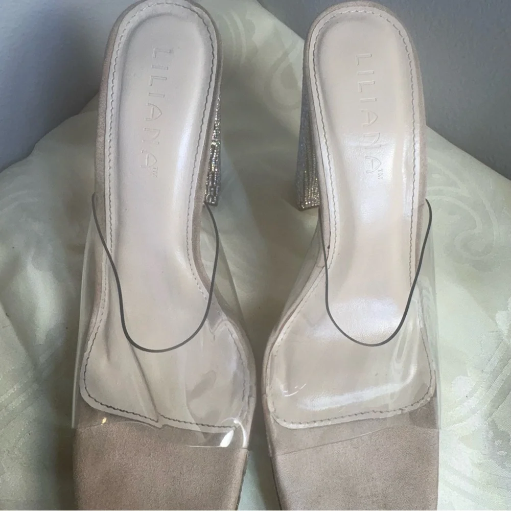 Liliana Ashley 3 Sparkling Silver Heels with Clear Strap